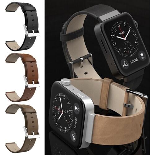 Hight Quality Leather Strap For Xiaomi Smart Watch Replacement Watchbands Men Luxucy Genuine Leather Watch Wrist Band For Xiaomi