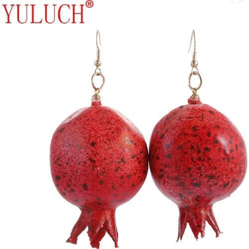 YULUCH New Design Earrings Fresh Fruit Plastic Red Guava Pendant for Personality Fashion Women Jewelry Accessories Gifts