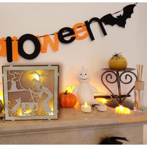1pcs Halloween Wooden Ornaments Pumpkin Ghost Trick Or Treat Halloween Party Decoration For Home Door Hanging Signs