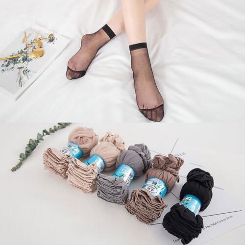 10Pairs Summer Female Socks Thin Transparent Nylon Women Socks Silk Crystal Elastic Short Ankle Sox Women Socks chaussette femme
