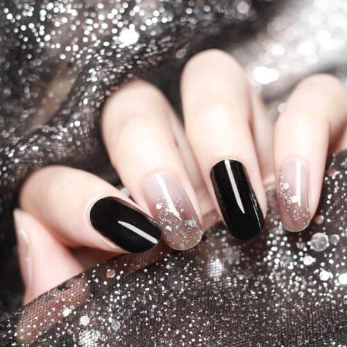20Pcs Black Silver Mix Nail Stickers Full waterproof Non-toxic French Nail Transfer Stickers Manicure Nail Art Decoration Tools
