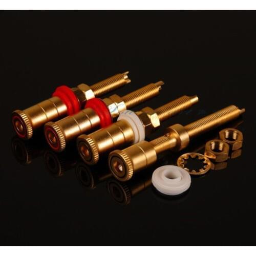 4pcs/set Gold Plated Copper Speaker Binding Posts Terminal Connectors WBT style
