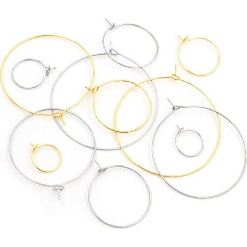 50pcs 12 15 20 25 30 35 40mm 316 Stainless Steel Hoops Earrings Big Circle Ear Wire Hoops Earrings Wires For Jewelry Findings