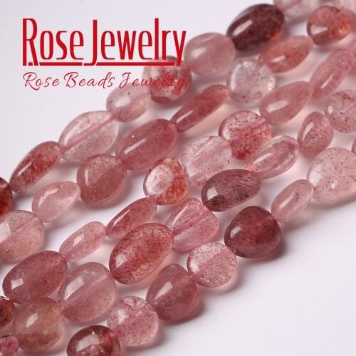 6-8mm Natural Irregular Strawberry Crystal Quartz Stone Beads Loose Spacer Bead For Jewelry Making DIY Bracelet Necklace 15"