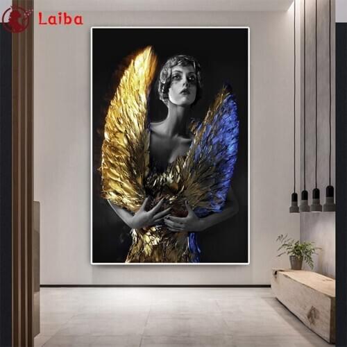 Diamond Painting Modern art, sexy woman, golden wings 5d Cross Stitch Diamond Embroidery Mosaic Gift Home Decor Needlework