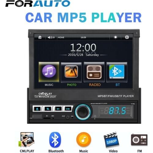 LEEPEE Car Autoradio 1 DIN 7'' Touch Screen Auto Multimedia Player Car Mirror Link Player MP5 Bluetooth FM AUX Radio Stereo