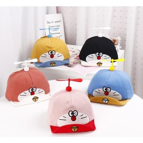 Spring Summer Children Baby Hats for Boys Girls Cartoon Cat Helicopter Baseball Peaked Cap Sun Hat Kids Infant Visors Hats 6-24M