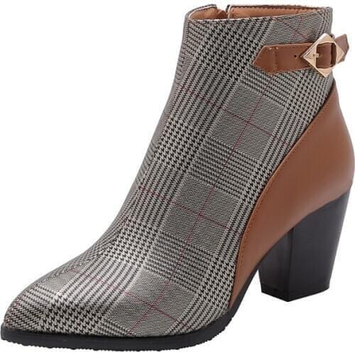 Big Size Personalized Plaid boots boots women shoes ankle boots for women ladies boots shoes woman winter