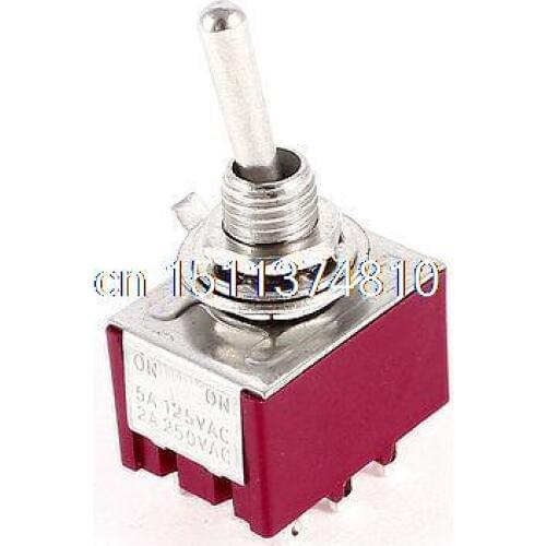 Electric Mini Toggle Switch 3PDT 2 Position ON-ON 9-PIN AC 250V/2A 125V/5A