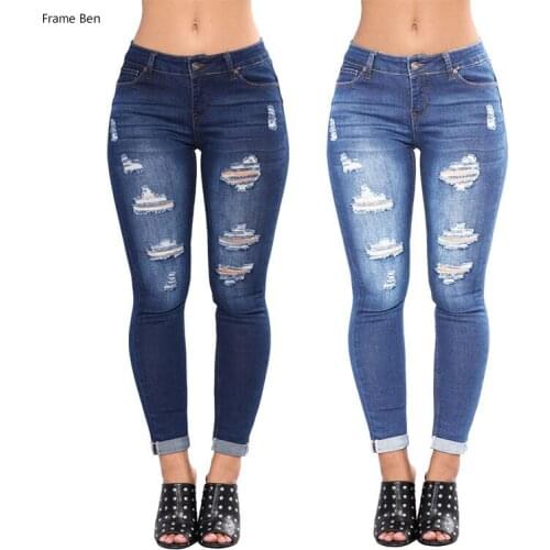 FRAME BEN Womens Ripped Jeans