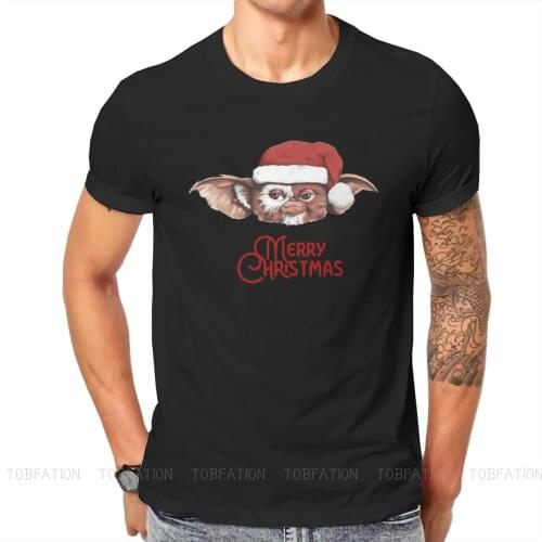 Gizmo Christmas O Neck TShirt Gremlins Thriller Fantasy Movie Pure Cotton Basic T Shirt Men Tops Fashion Oversized