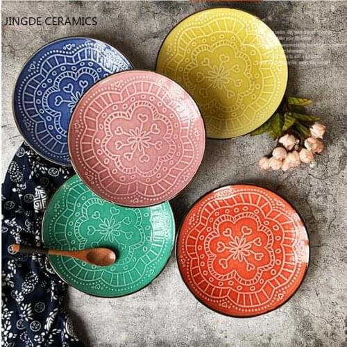 Ceramic plate fruit plate tea plate dessert plate dinner tableware set storage bread plate salad bowl wedding kitchen supplies