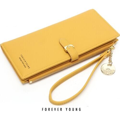 Purse female long style 2020 new fashion leather students Korean version of cute imitation leather simple wallet thin wallet lad