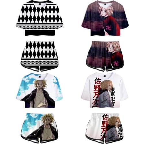 Tokyo Revengers Cosplay Costumes Short Sleeve TShirt Shorts 3D Printing Anime Sport Suits Tees Running Sets Womens Suit