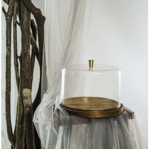 SWEETGO Dome cover round tray wood bread plate 23cm/27cm cake decorating tools coffee store dessert food table decoration