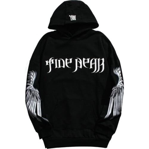 Angel Wings Graphic Print Mens Oversized Hoodies Pullover Long Sleeve Gothic Clothes Hooded Women Los Hombres Sweetshirts Male