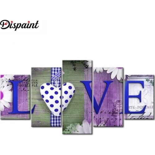 Dispaint 5pcs Full Square/Round Drill 5D DIY Diamond Painting "home sweet home" Multi-picture Combination Embroidery 5D Gift