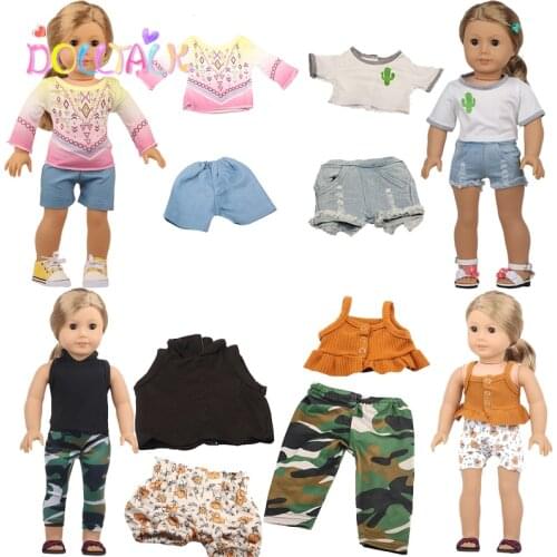 18 Inch American Doll Clothes Set Disruptive Pattern Series Cactus Symble Weave Knit Fit 43 cm New Reborn Baby Dolls 1/3 Bjd Toy