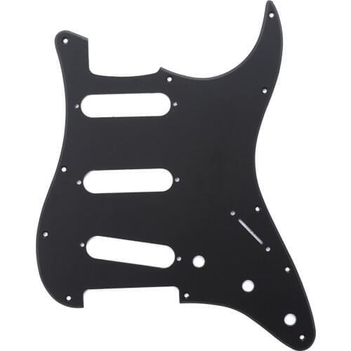 Musiclily SSS 11 Hole Strat Guitar Pickguard for Fender USA/Mexican Made Standard Stratocaster Style, 1Ply Matte Black