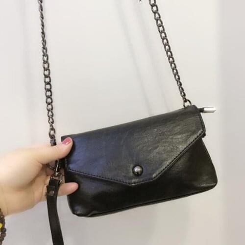 2021 New Super Genuine Leather Envelope Mobile Phone Bag Hong Kong Style Hand Chain Bag Messenger Small Bag Girl