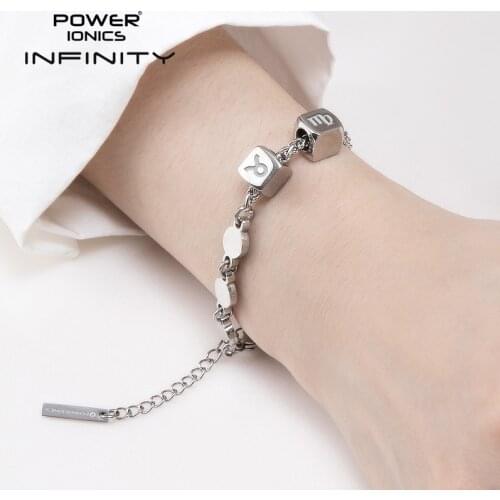 Power Ionics INFINITY Series New Trendy Fashion Jewelry Women Germanium 3mm Charm Health Bracelets Bangles Free Engraved Gifts