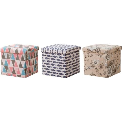 15 inches Storage Ottoman Cube, Foldable Storage Boxes Footrest Step Stool Padded Seat for Dorm Living Room, Support 100kg