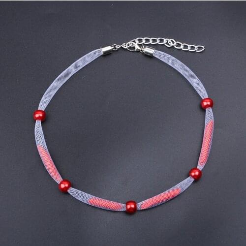 Vintage Mesh Pearls Choker Necklace Bohemian Indie Jewelry Women Harajuku Goth Collar Choker Chain Necklace Minimalist Jewelry