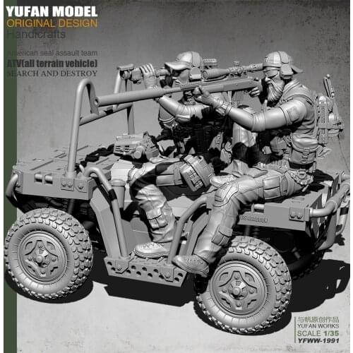 Yufan Model l 1/35 Resin figure Us Double Model Soldier +Terrain vehicle model kits Suit Yfww-1991