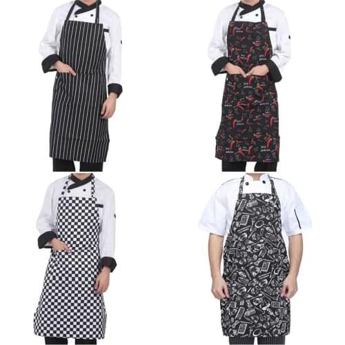 Adjustable Apron Half-length Adult Apron Striped With Pockets Kitchen Cleaning Helper Gadget Accessories