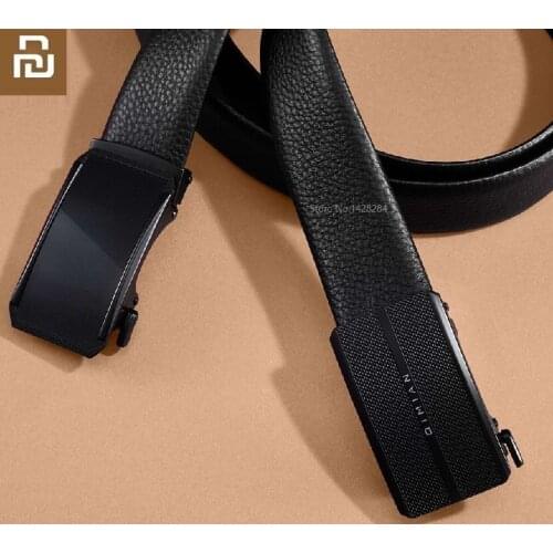Youpin qimian Fashion man double sided First layer Cowhide Automatic buckle belt Soft Youth Belt Genuine Leather Business Belt