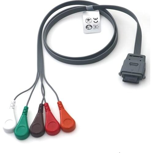 Compatible Biomedical Instruments BI9800/ BI9000 Holter ECG Cable 5Leads Snap AHA