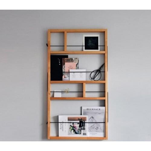 Nordic solid wood kitchen storage rack modern simplicity living room wall decorative shelf multi-functional bathroom organizer