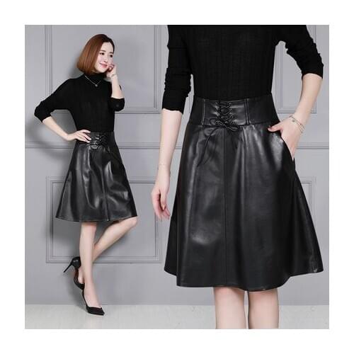 Top brand Fashion Genuine New Sheep Leather Skirt K49 high quality