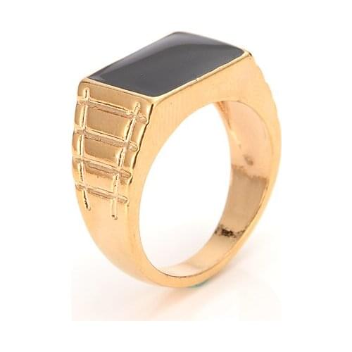 High Quality 2020 Black Mens Rings All-gloss Square Solid copper Classic Ring Wedding bridal Engagement Men party Jewelry Gifts