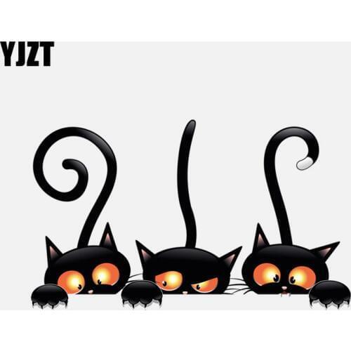 YJZT 15CM*8.8CM Lovely Cat Licking At The Window Cat PVC Car Sticker 11-00960