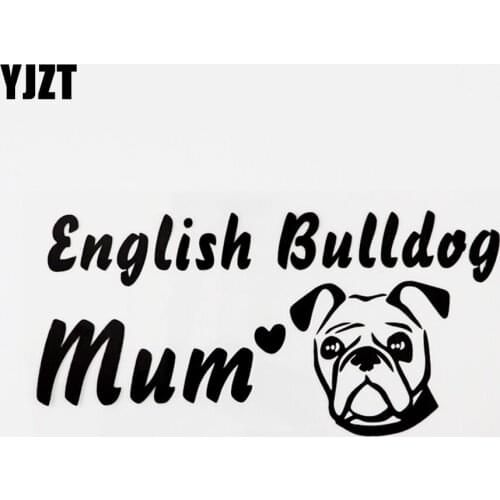 YJZT 18.5CM×8.9CM Fun English Bulldog Mum Vinyl Animal Car Sticker Decal Black/Silver 8C-0733