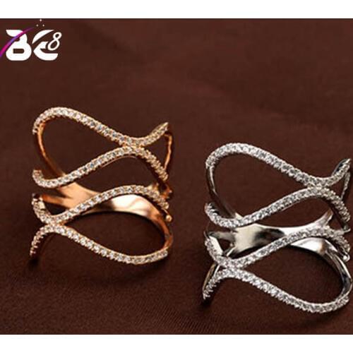 Be 8 New Fashion Crystal Infinity Rings Micro Inlayed Cross Rings for Women Cubic Zircon Rings Weeding Jewelry R139