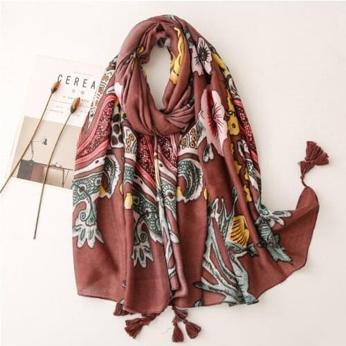 High Quality Enthic Style Women Hijab Scarf Floral Pattern Antumn Shawls and Wraps 180x90cm