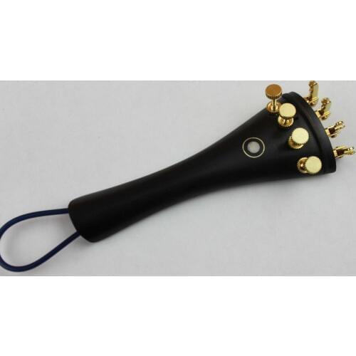 1 set high quality 4/4 Ebony Violin Tailpiece fixed golden fine tuners Tail Gut