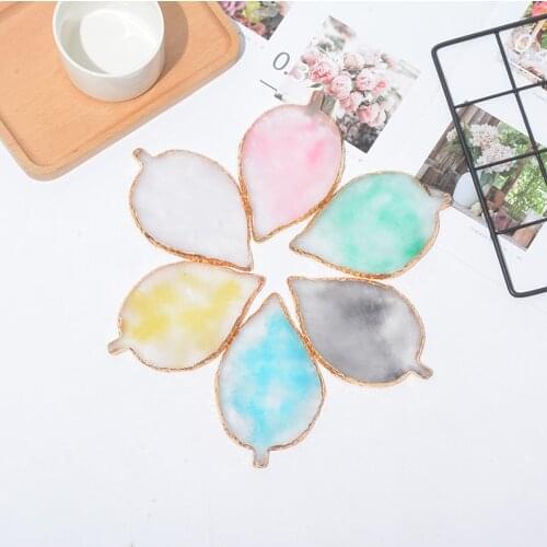40g/Pcs 6 Colors Resin Nail Practice Palette Card Display Leaf Design Gel Nail Polish Color Tips Holder Manicure Nail Art Tools