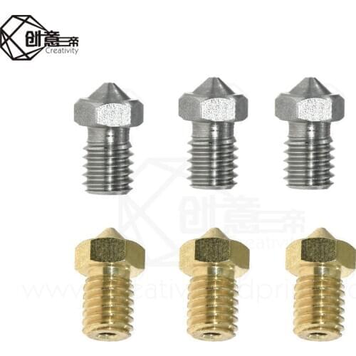 Creativity 5PC M6 Threaded Nozzle Full Metal 0.2/0.3/0.4/0.5/0.6mm Optional for 3.0mm Filament V5 V6 Hotend Extruder 3D Printer