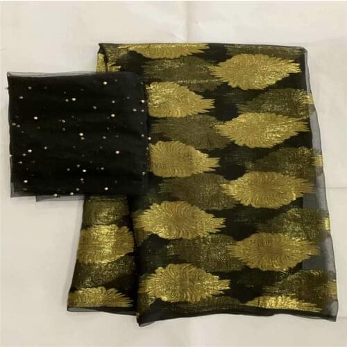2019 High Quality African Metal Silk Fabric 5 + 2 Yards Chiffon African Silk Fabric For Ladies Party Clothing! LXF42705