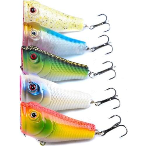 5pcs Carp Fishing Lures 5cm/8g Topwater Popper Fishing Bait Artifical 5 Colors Available High Quality Wobblers Fishing Tackle