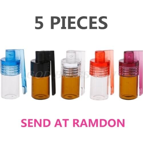 5Pcs 36mm Small Size Acrylic Snuff Bullet Rocket Snorter Glass Vial With Spoon Flip Drop Shipping
