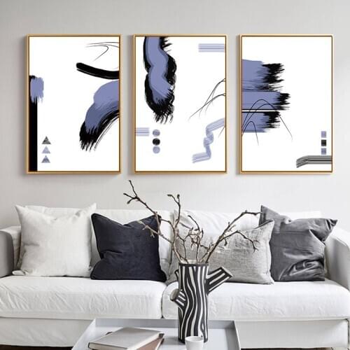 Abstract Purple And Black Geometric Pattern Canvas Painting Modern Wall Art Poster And Print Picture Nordic Style Living Room De