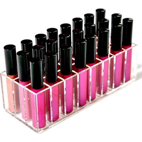 Acrylic Lip Gloss Holder 24 Slots Lipstick Box Display Stand Sundry Storage Box Cosmetic Makeup Organizer Box Holder