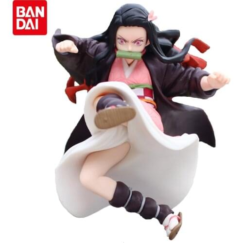 Bandai Genuine VIBRATION STARS Anime Demon Slayer Kamado Nezuko Fighting Action Figure Collections Hand-Model Toys