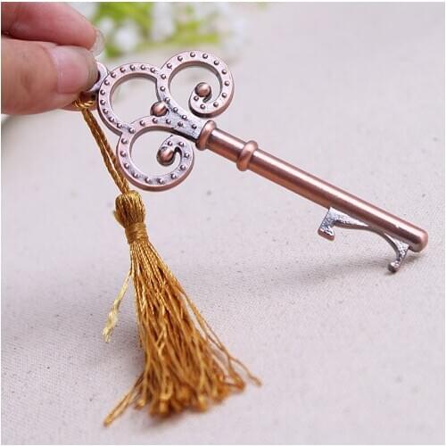Free Shipping 100 PCS Vintage Key shaped wine beer bottle opener wedding party favor guest gift wedding supply