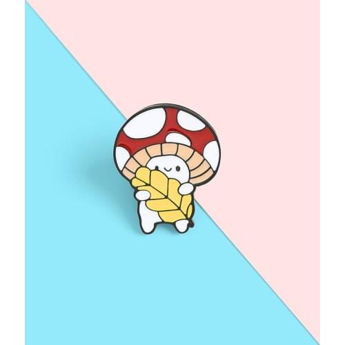 Cute Mushroom Alloy Brooch Bag Clothes Backpack Lapel Enamel Pin Badges Cartoon Jewelry Gift For Friend Women Accessories