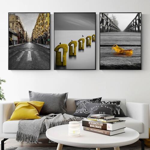 Nordic Style Kids Decoration Print Poster Golden Leaf Landscape Canvas Painting Modern Home Decor Wall Art Picture For Room